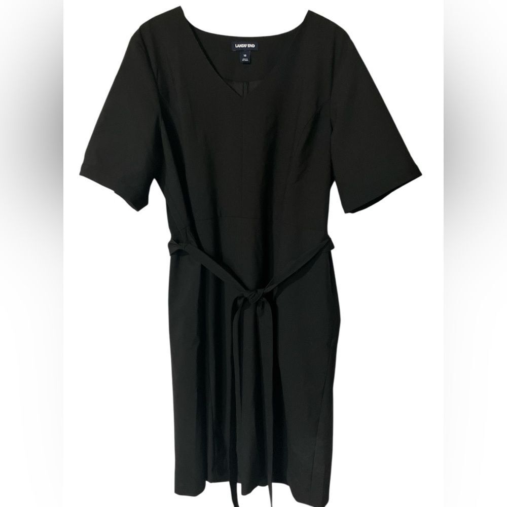 Lands End Dress Size 18 Black Simple Modest Office 4 Season